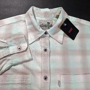 Levi’s Silver Tab Lightweight Flannel Plaid Mens Size L Long Sleeve